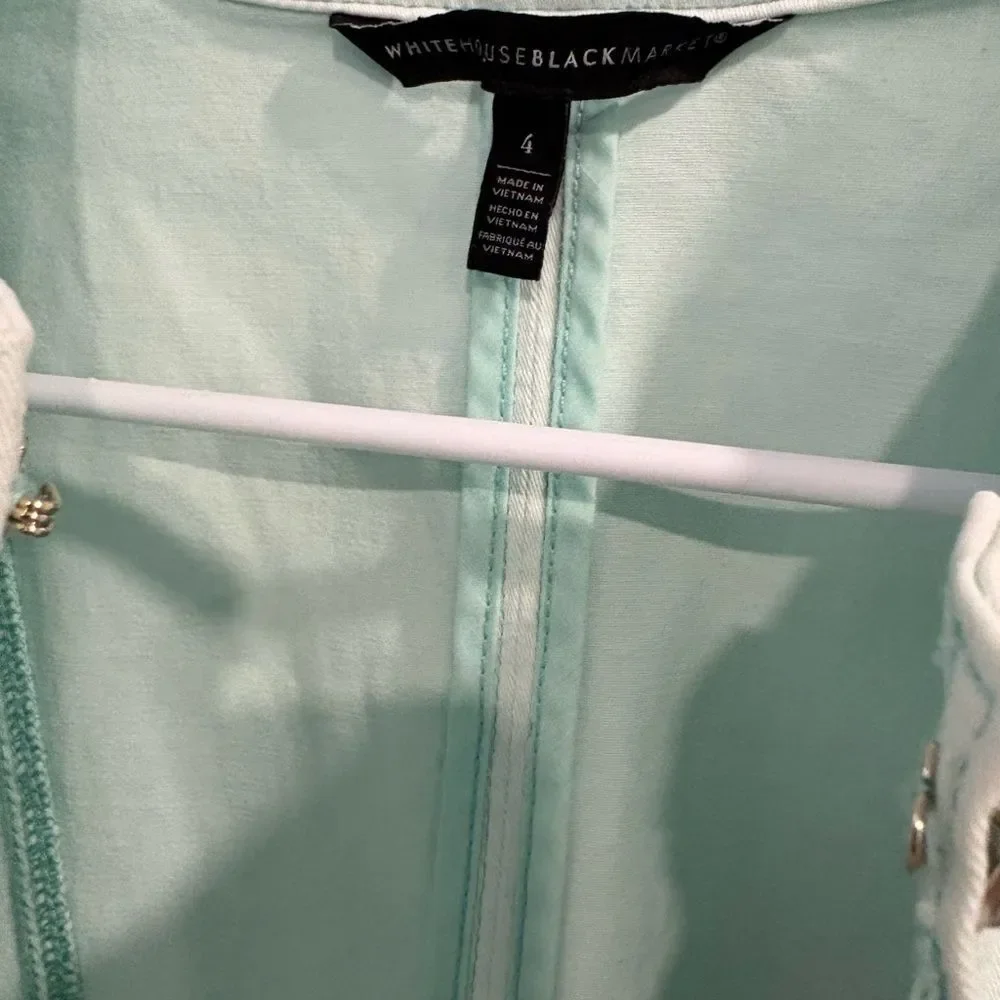 White House Black Market Light Mint Green Jacket Beautifully Military Style - Picture 3 of 16